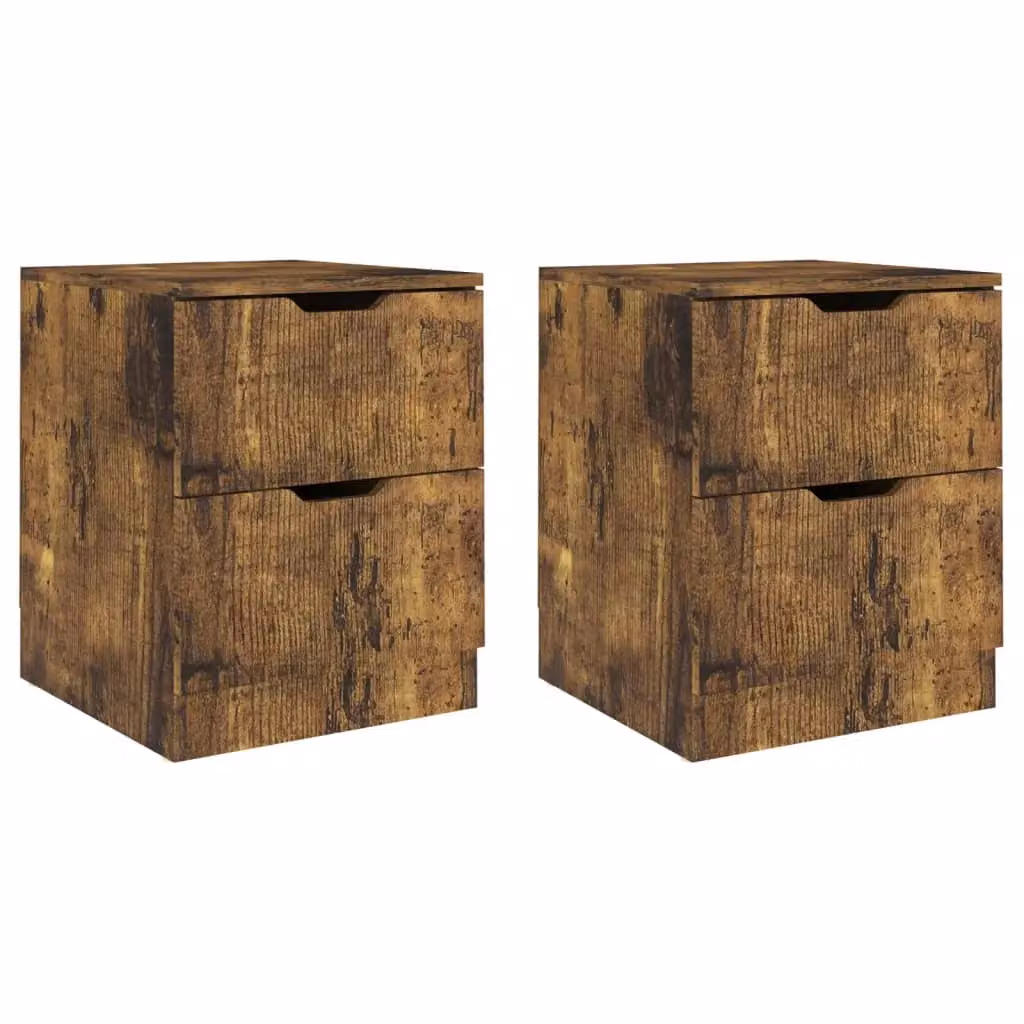 Berkfield Home Set of 2 Modern Bedside Cabinets in Smoked Oak Brown, W/D/H: 40 x 40 x 50 cm – 2