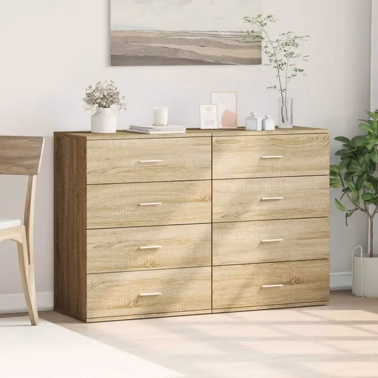 Berkfield Home Set of 2 Sonoma Oak Sideboards in Brown, W/D/H: 60 x 39 x 80 cm