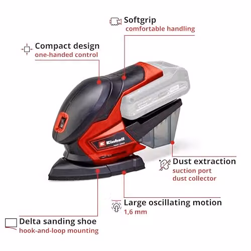 Einhell Power X-Change 18V Cordless Detail Sander in Red – 2