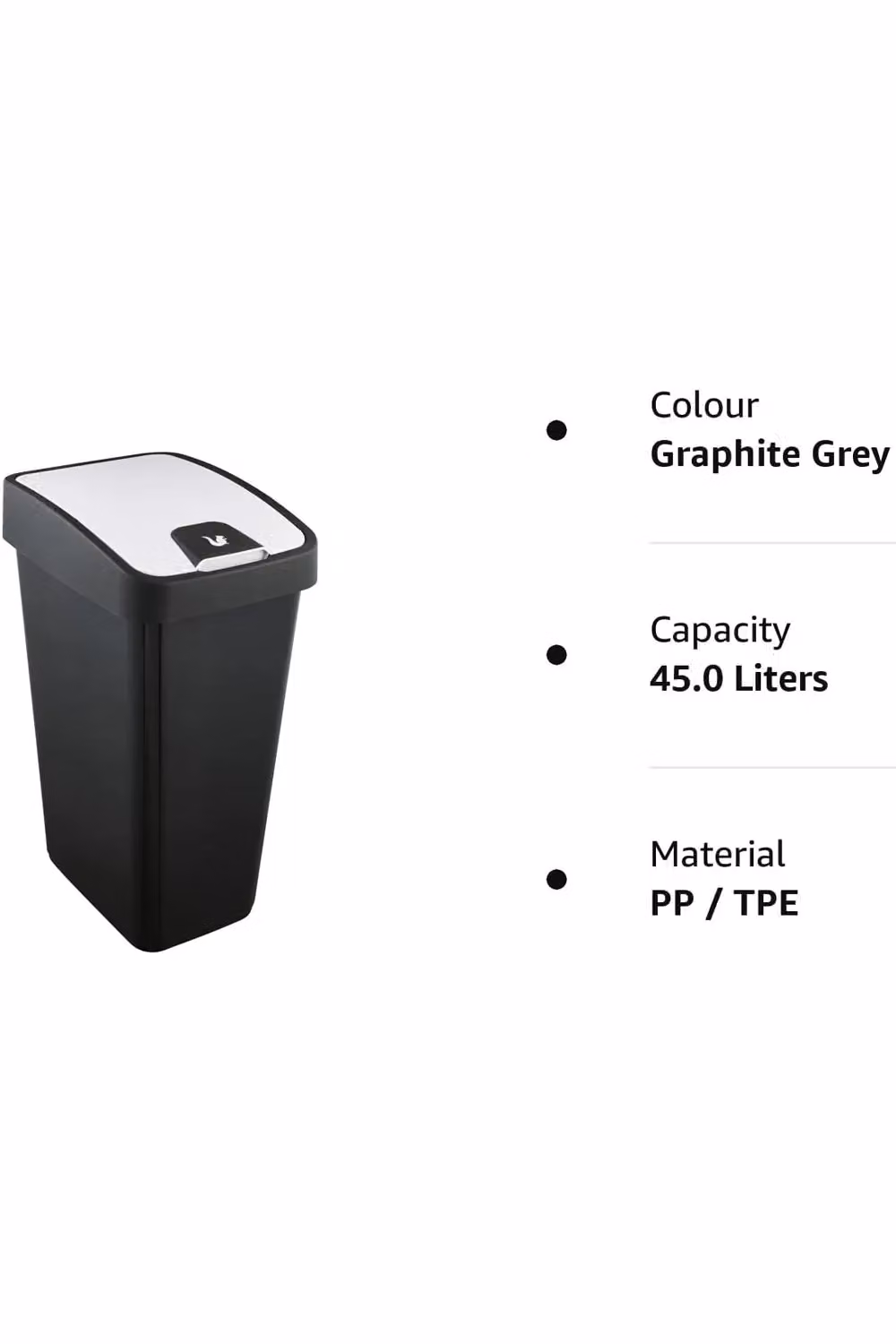 Keeeper Premium Waste Bin with Flip Lid, 45 Litre, Black or Graphite Grey, W/D/H: 30.0 x 30.0 x 61.5 cm – 4