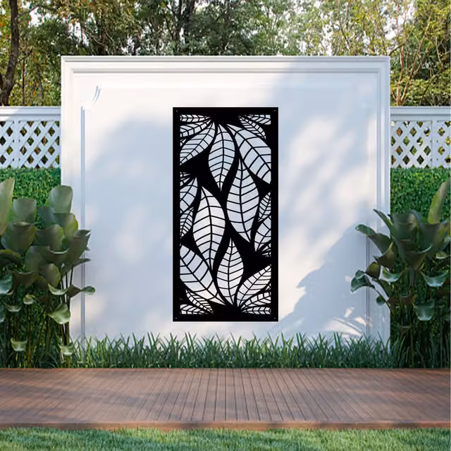 Laser Hut Evening Leaf Metal Wall Art, Black Floral Botanical Hanging Decor