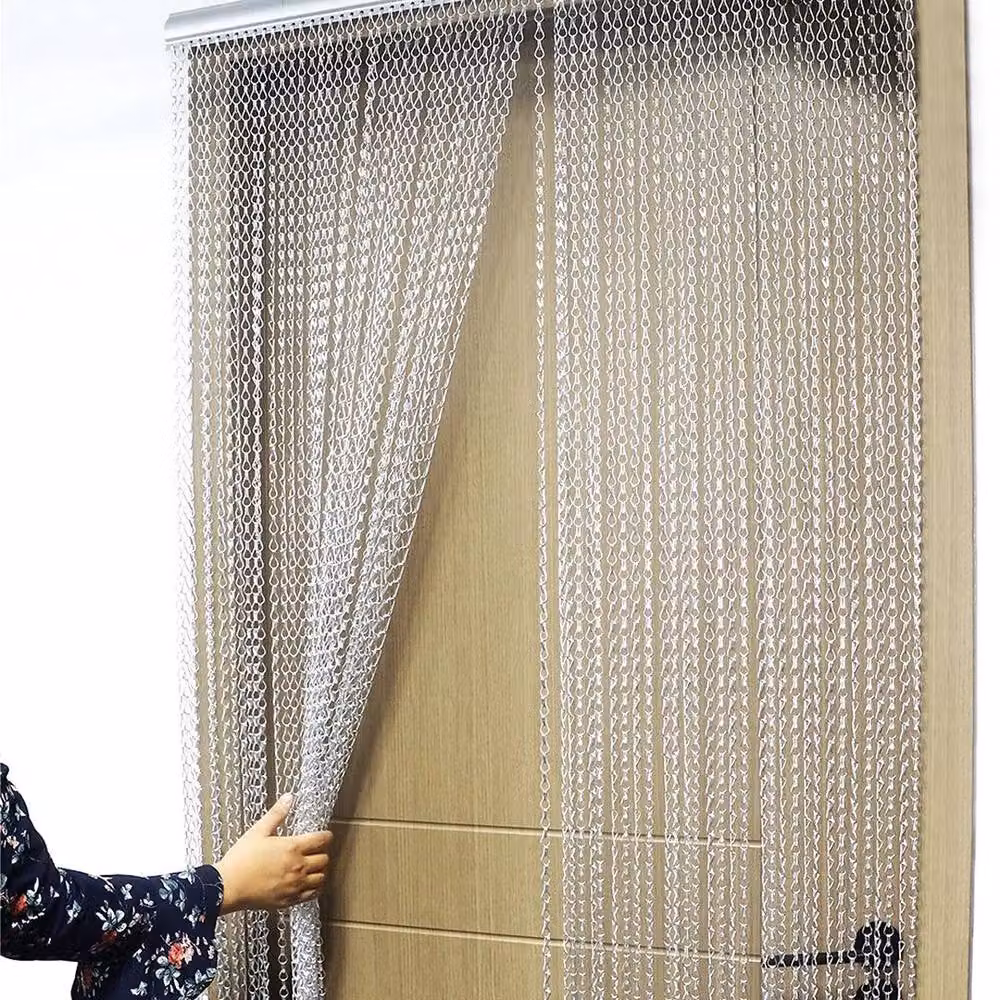 FLAVORA Silver Aluminium Metal Fly Proof Screen Door Curtain W/H: 90 x 215 cm – 2
