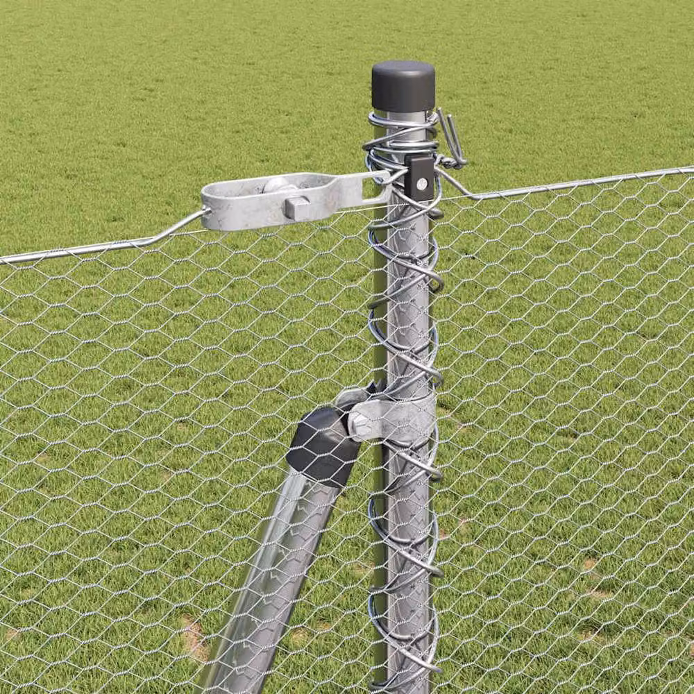 Berkfield Home Hexagon Fence in Silver Galvanised Steel, H: 160 cm x W: 50 m – 3