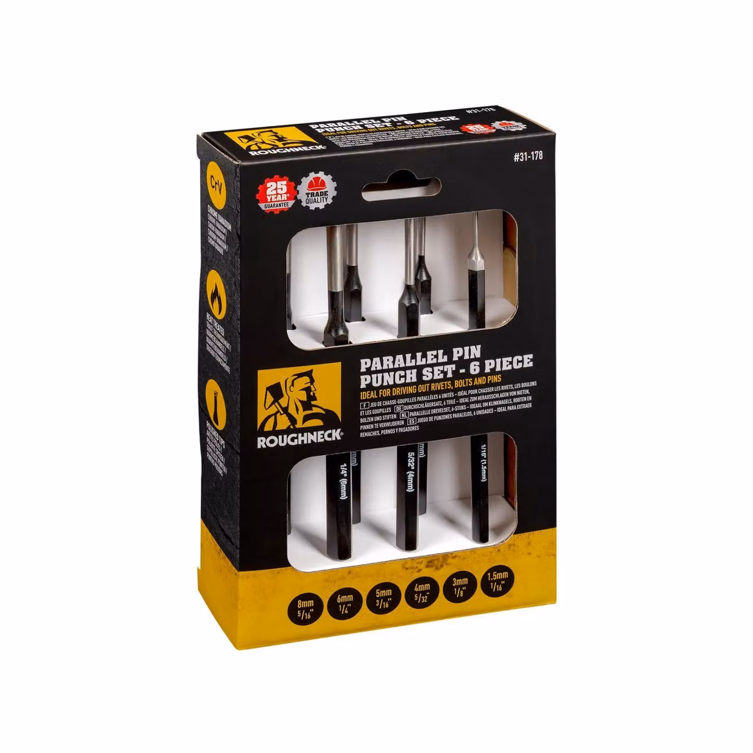 Roughneck 6 Piece Steel Parallel Pin Punch Set in Multicolour – 2