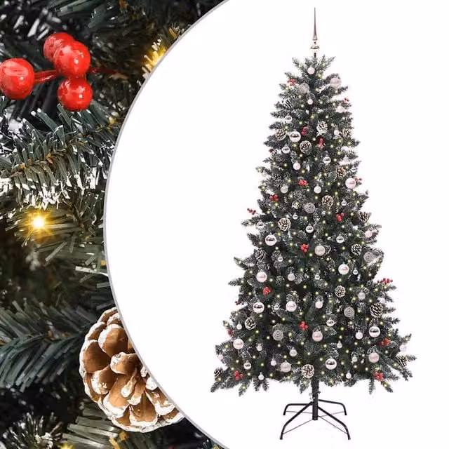 Berkfield Home Artificial Christmas Tree in Green, W/D/H: 114 x 114 x 210 cm – 1