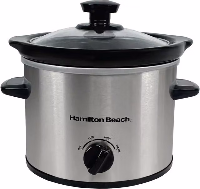 Hamilton Beach Mighty Mini Slow Cooker, 1.8L, Silver and Black – 6
