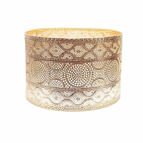 ValueLights Moroccan Style Gold Metal Cylinder Ceiling Pendant Drum Light Shade, Width: 31 cm