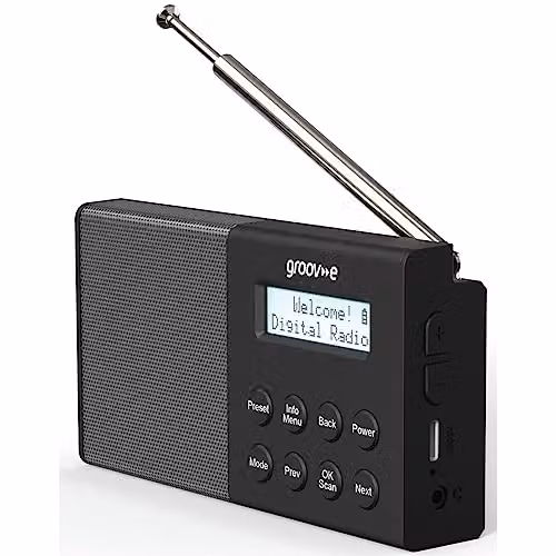 Groov-e Geneva Rechargeable DAB+ and FM Digital Radio with Bluetooth and 3.5 mm Jack, Black – 3