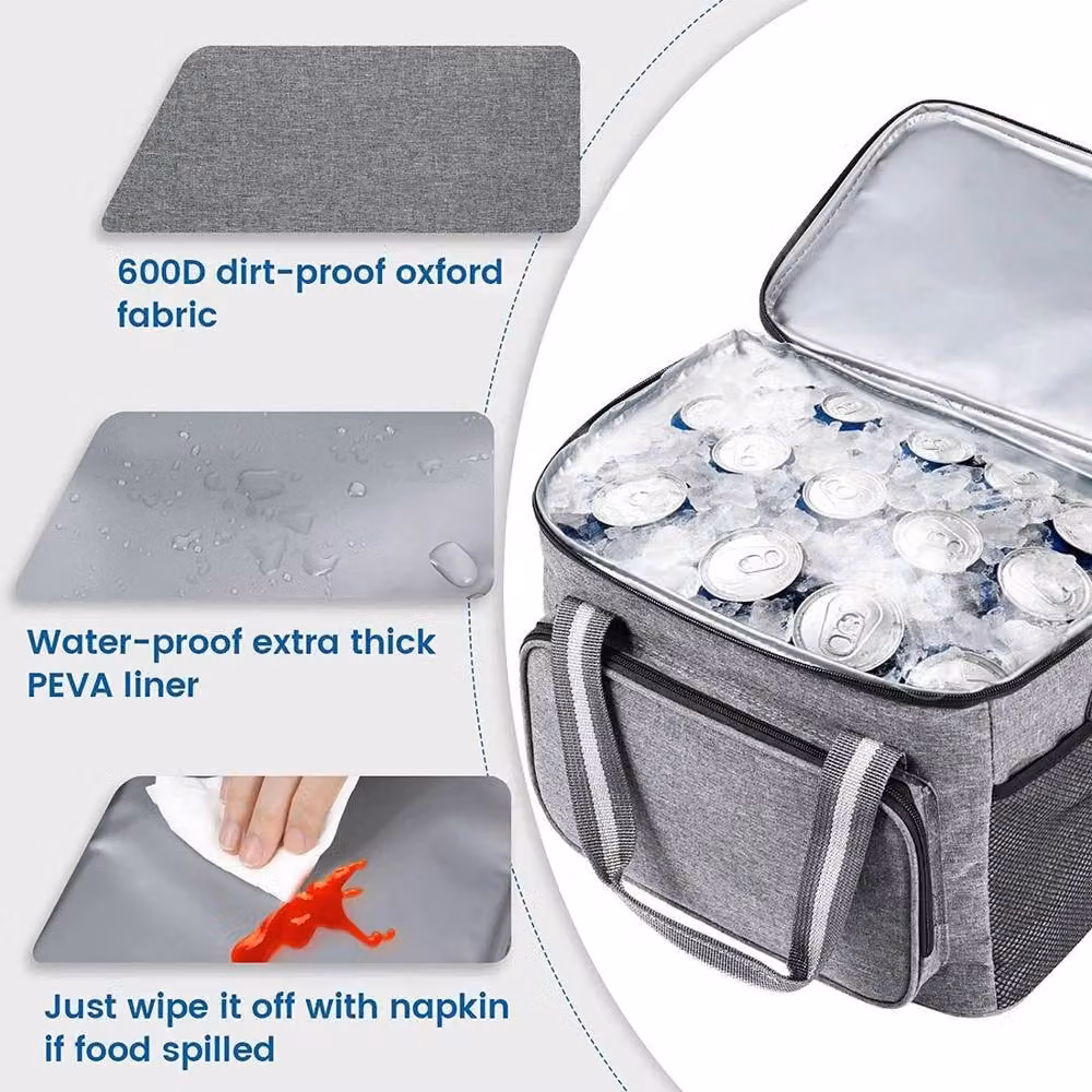 EONLION 15L Thermal Cooler Bag for Hot and Cold Food in Grey – 3