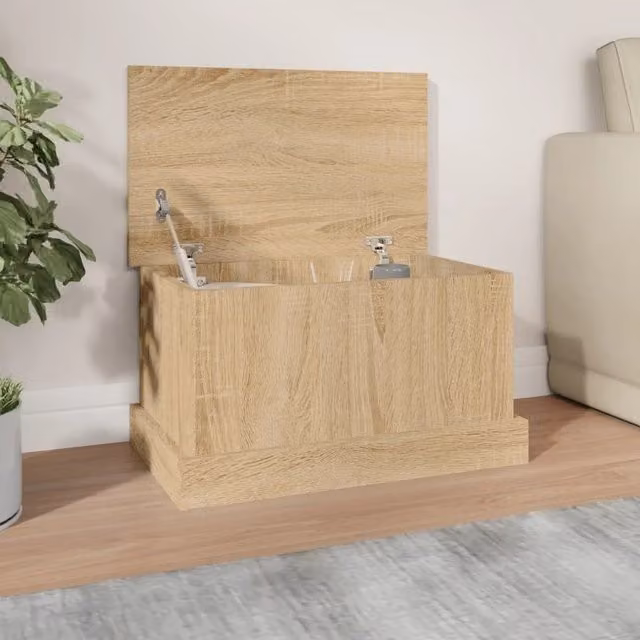 Berkfield Home Sonoma Oak Storage Box in Brown, W/D/H: 50 x 30 x 28 cm