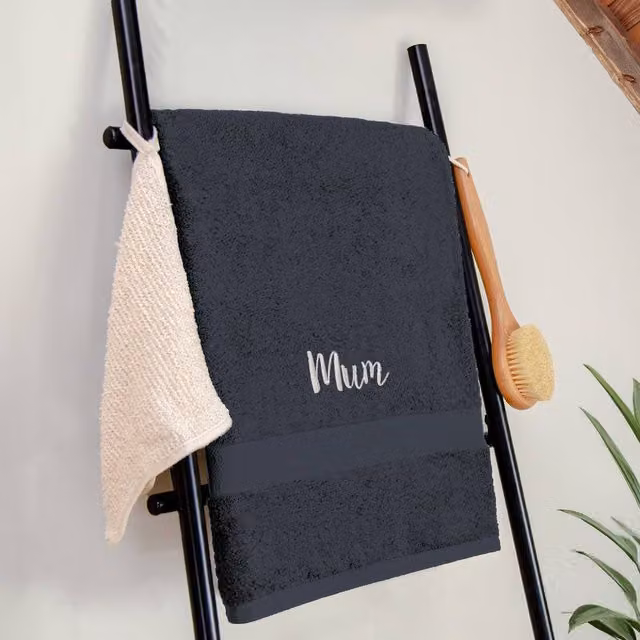 Duncan Stewart Personalised Luxury Cotton Bath Sheet in Black