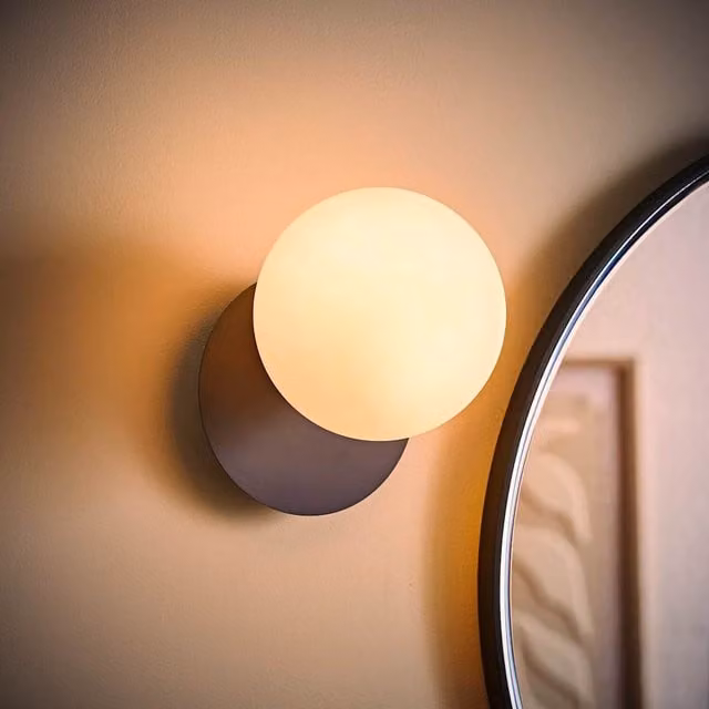 ValueLights Darla Frosted Globe Bathroom Wall Light in Blue