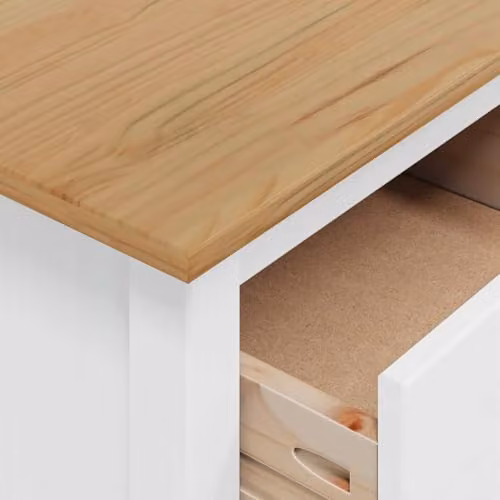 vidaXL HILL Bedside Cabinet in White and Honey Brown, W: 46 cm, D: 35 cm, H: 65 cm – 2