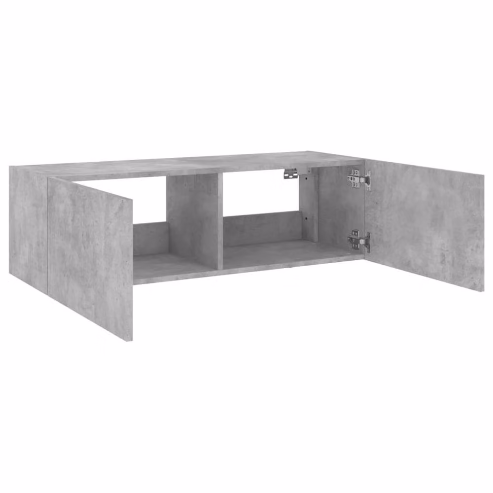 Berkfield Home Modern TV Wall Cabinet with LED Lights in Concrete Grey, W/D/H: 100 x 35 x 31 cm – 6
