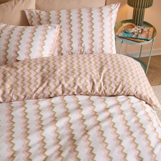 Make It A Home Izzie Reversible Soft Touch Striped Duvet Cover Set, Green and Multicolour, W: 180 cm x L: 200 cm