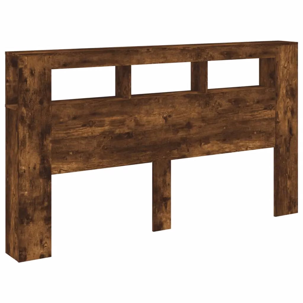 Berkfield Home LED Headboard in Smoked Oak, Brown Engineered Wood with Integrated Lighting, Shelf and USB Charging Port, W/D/H: 180 x 18.5 x 103.5 cm – 3
