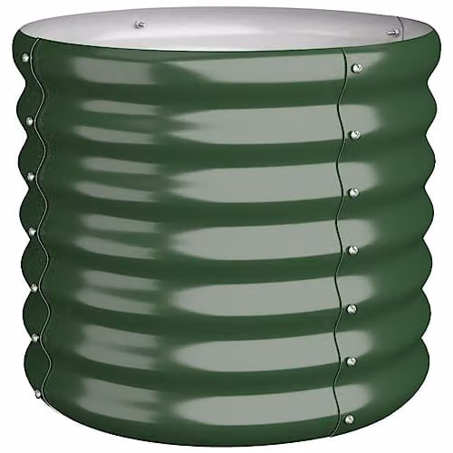 vidaXL Green Galvanised Steel Ornamental Garden Planter Tub W/D/H: 40 x 40 x 36 cm