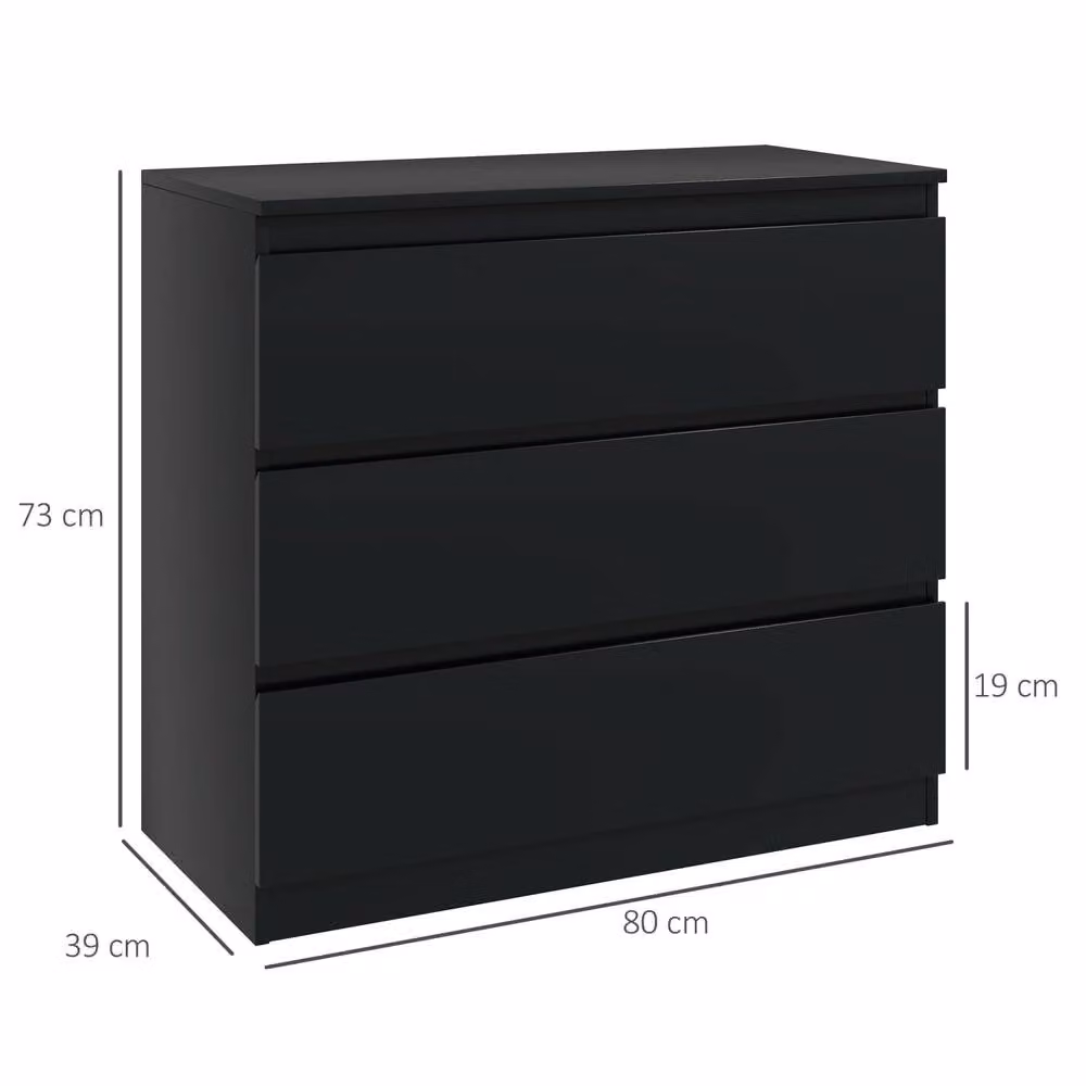 Wyld Haus Rakami Black 3 Drawer Chest, W/D/H: 80 x 39 x 73 cm – 4