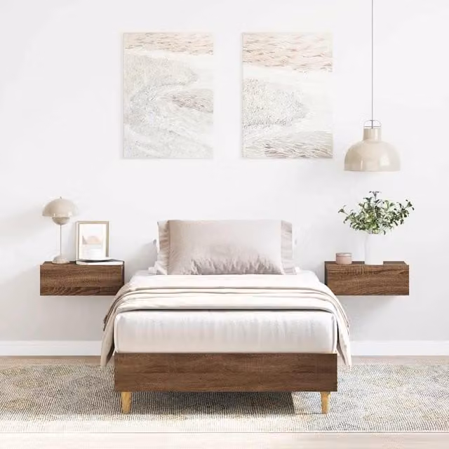 Berkfield Home Bed Frame in Brown Oak, Engineered Wood, W/D/H: 100 x 200 cm – 1