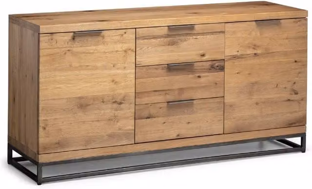 Cheshire Kelbrook Industrial Sideboard in Oak and Metal, Brown and Multicolour – 1