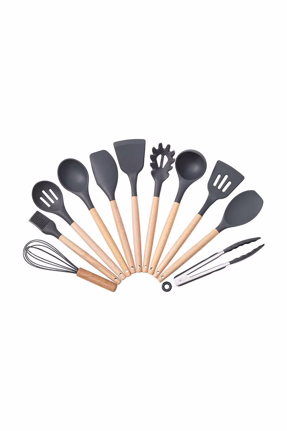 ExtraStar 11-Piece Heat Resistant Silicone Kitchen Utensil Set for Nonstick Cookware in Grey – 3