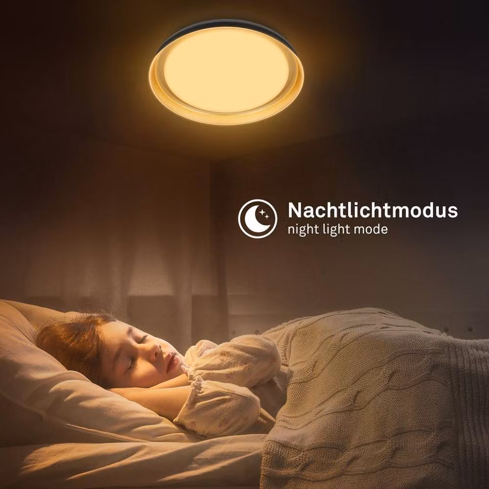 Briloner Modern Round LED Ceiling Light with Remote Control and CCT Dimming, Black and Gold/Brass, W/D/H: 43 x 43 x 8 cm – 4