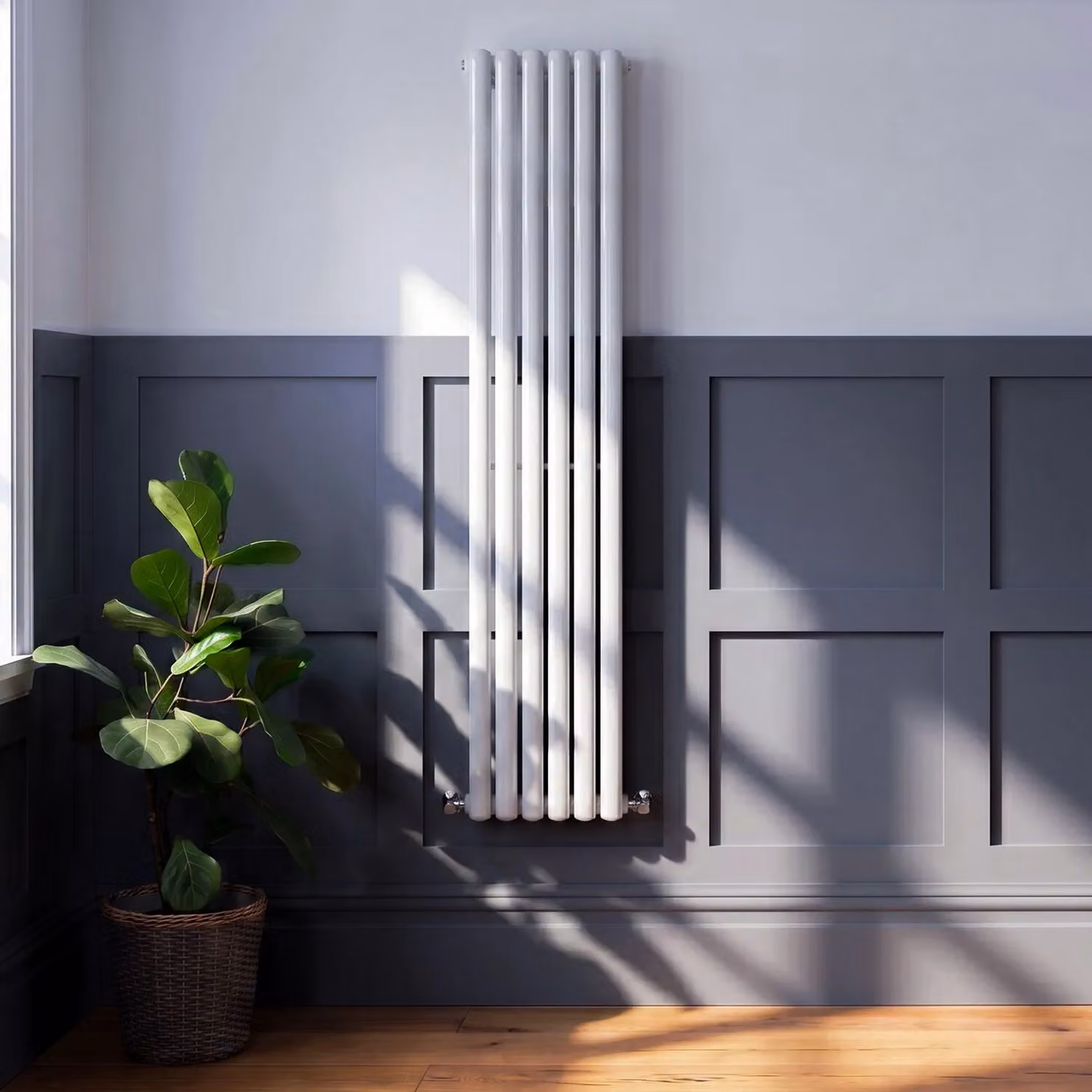 Balterley Aspire Vertical Double Panel Radiator, Gloss White, H: 180 cm, W: 38.3 cm – 3