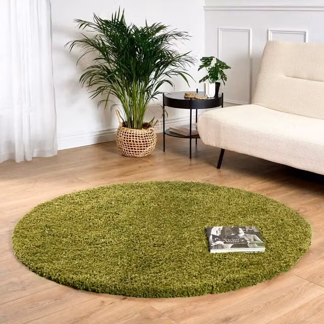 Bravich California Shaggy Round Rug in Green, W: 150 cm