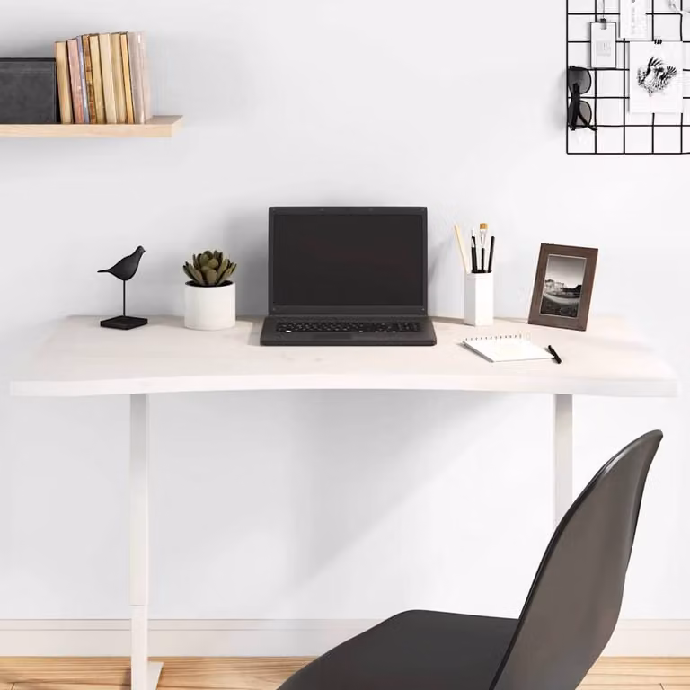 Berkfield Home White Lacquered Solid Wood Pine Desk Top, W: 110 cm, D: 60 cm, H: 2.5 cm