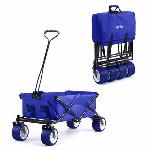 Yello 100L Festival Trolley on Wheels, Folding Portable Camping Wagon in Blue, W/D/H: 122 x 50 x 50 cm – 1