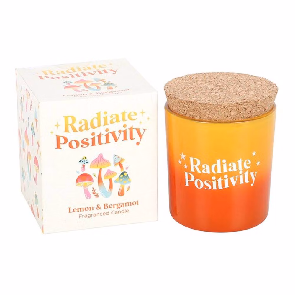 Uniqueful Radiate Positivity Lemon & Bergamot Pillar Candle in Orange and Yellow – 2