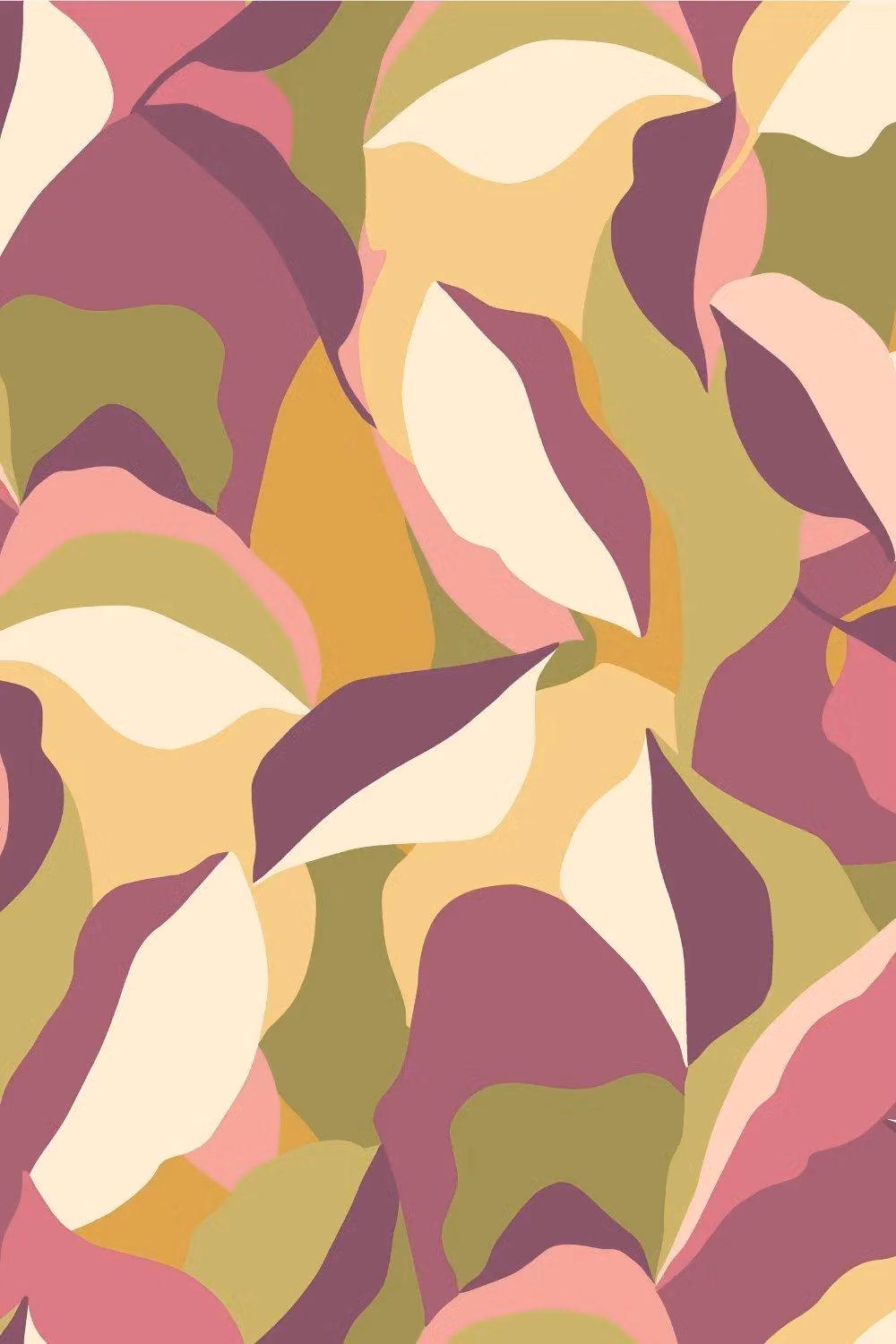Hoopla Walls Leafy Patchwork Matt Wallpaper in Purple and Multicolour with Abstract Botanical Design – 2