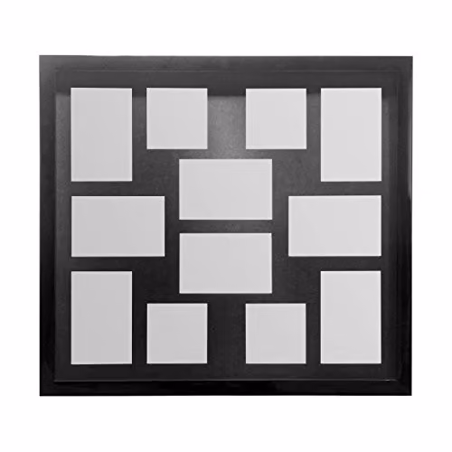 Premier Housewares Multi-Photo Frame for 12 Photos, Black, Rectangular Tabletop Design – 2