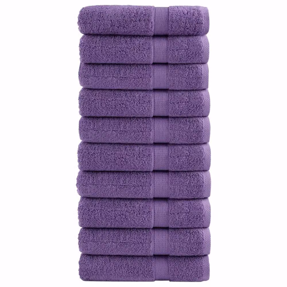 Berkfield Home SOLUND Premium Cotton Terry Hand Towels, Purple, 10 Pack, W: 50 cm, H: 100 cm, 600 gsm – 2
