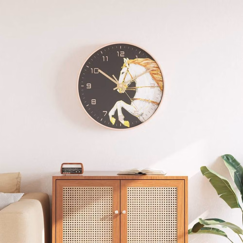 Berkfield Home Silent Quartz Analog Wall Clock in Gold and White, Diameter: 29.5 cm – 2