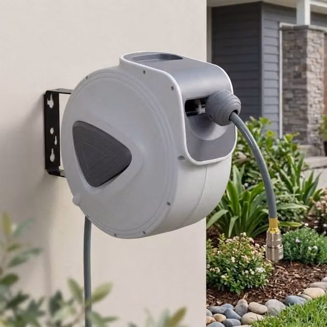 STILVORA Wall-Mounted Auto Retract Air Hose Reel, Grey