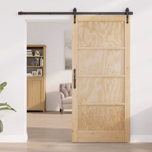 Berkfield Minimalist Veneered Wood Sliding Interior Door in Beige – 1