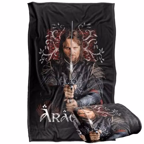 LOGOVISION Lord of the Rings Return of the King Aragorn Super Soft Fleece Throw Blanket, Multicolour, W: 91.44 cm, L: 147 cm – 1