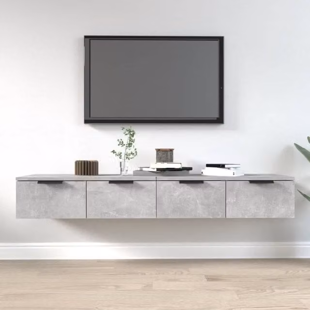Berkfield Home Wall Mounted Cabinets, 2 Piece Set in Concrete Grey, W/D/H: 68 x 30 x 20 cm