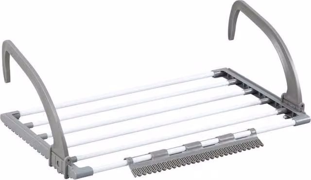 KORVIXA Foldable Metal Radiator Airer Towel and Clothes Drying Rack in Grey – 1