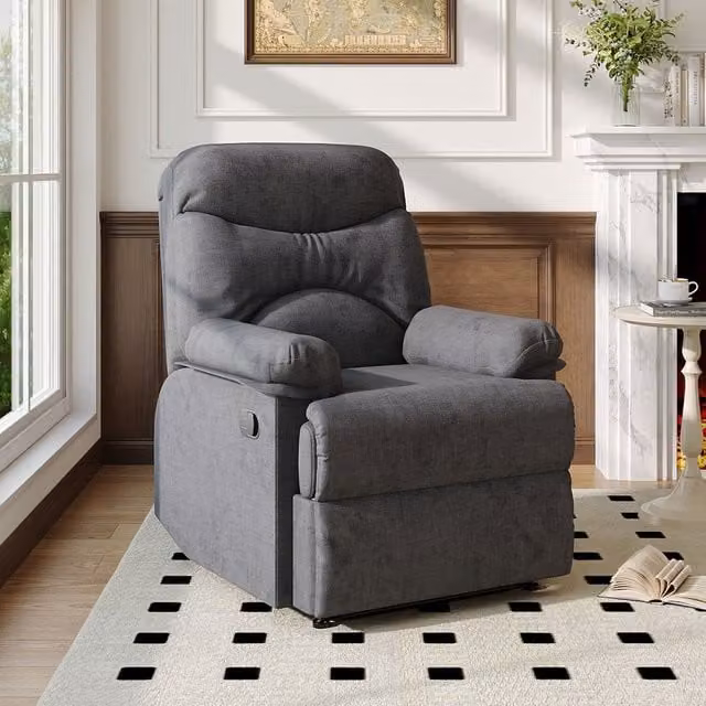 Livingandhome Grey Powered Lift Assist Recliner Chair with Armrests and Solid Wood Frame