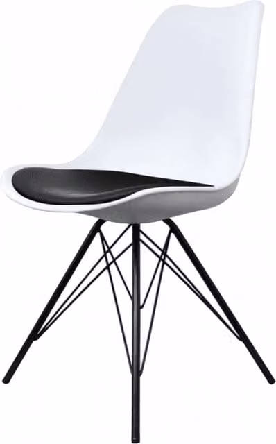 Fusion Living Modern Plastic and Metal Dining Chair in Black and White