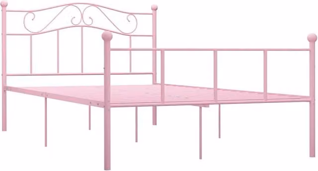Berkfield Home Pink Metal Bed Frame W: 140 cm, D: 200 cm