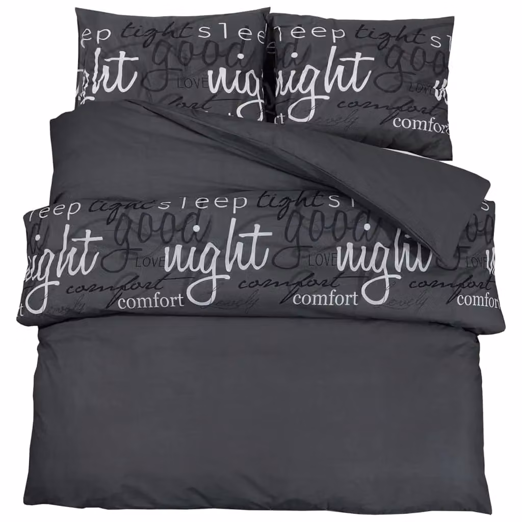 Berkfield Home Cotton Duvet Cover and Pillowcase Set, Black, W: 140 cm, L: 200 cm – 2