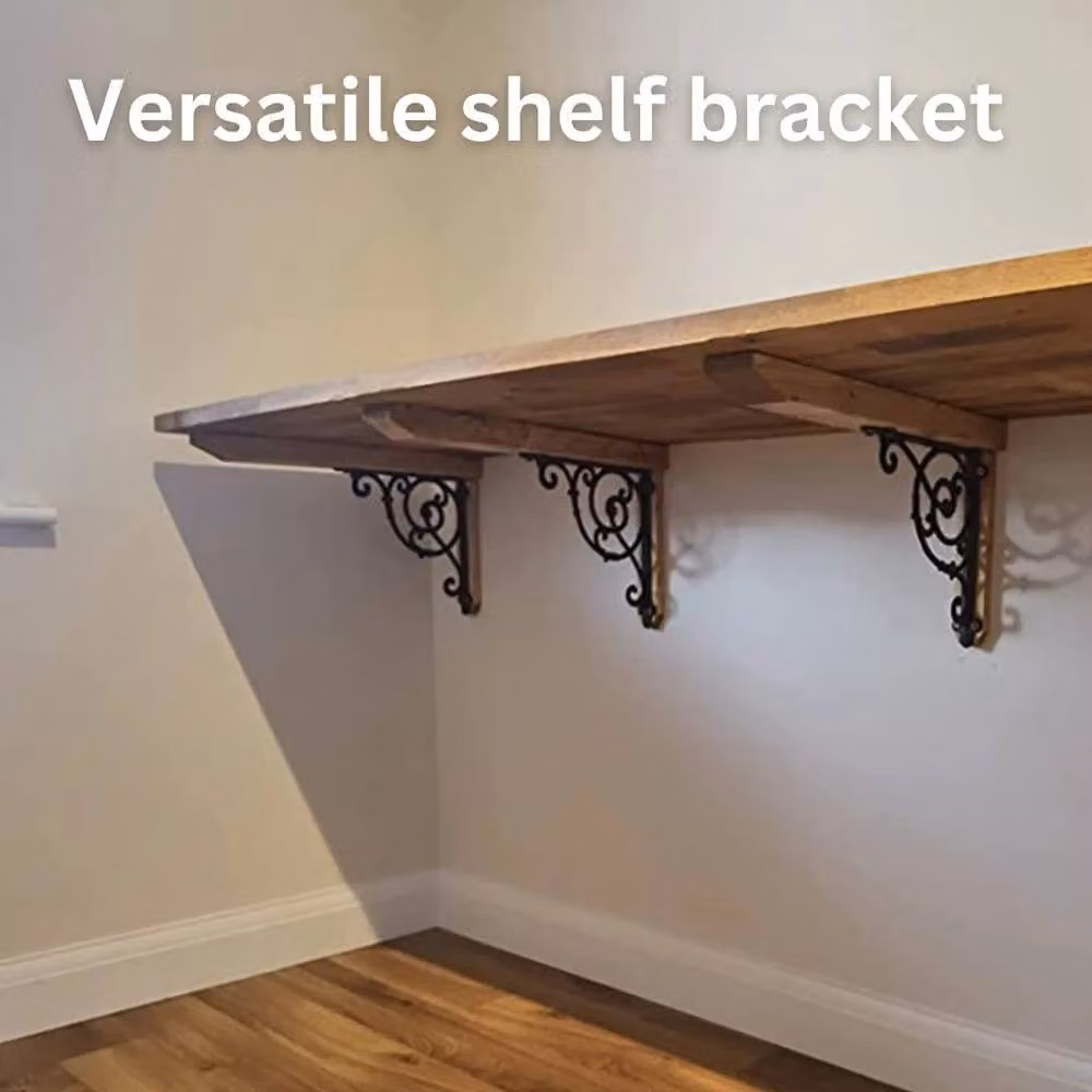 VOGREX Heavy Duty Cast Iron Scroll Wall Brackets in Black – 3