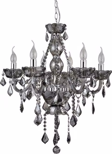 Orsina by Interiors by Premier 8 Bulb Glass and Crystal Chandelier in Grey and Silver