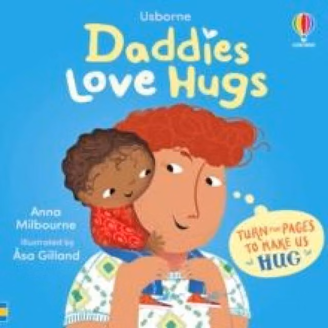 Usborne Daddies Love Hugs Board Book by Anna Milbourne in White and Blue