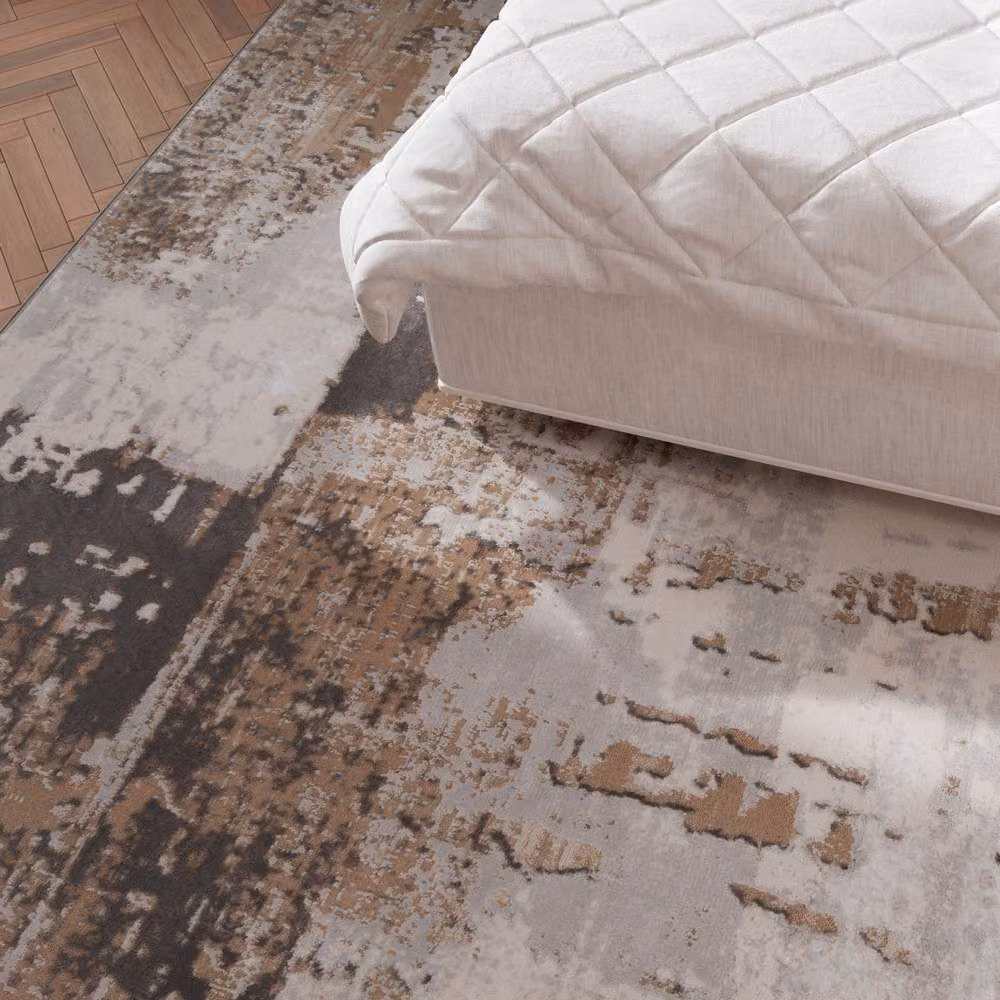 Kukoon Modern Abstract Beige Rectangular Rug, W: 80 cm, L: 150 cm – 2