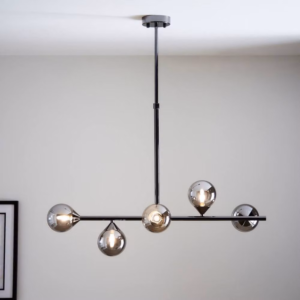 Netlighting Grosseto Bar Pendant Light with Black Chrome Plate and Smoked Mirror Glass – 2