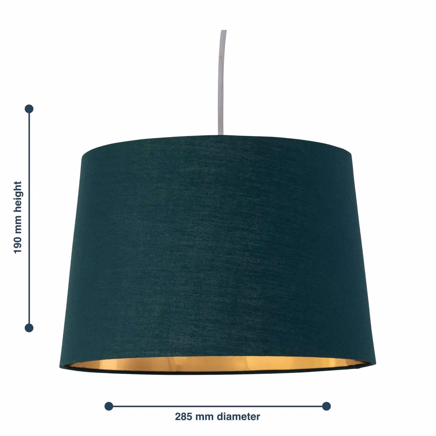 First Choice Lighting Zoey Cylinder Fabric Easy Fit Pendant Lamp Shade in Green and Gold/Brass, Diameter: 28.5 cm – 4
